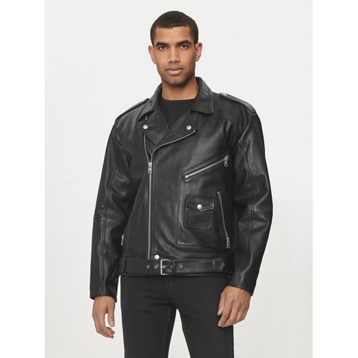 Calvin Klein Jeans Kurtka skórzana J30J325600 Czarny Regular Fit ze sklepu MODIVO w kategorii Kurtki męskie - zdjęcie 182672456
