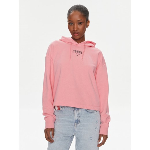Tommy Jeans Bluza Essential Logo DW0DW17797 Różowy Relaxed Fit ze sklepu MODIVO w kategorii Bluzy damskie - zdjęcie 182672576