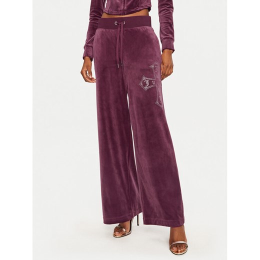 Juicy Couture Spodnie dresowe Jerry Cross JCBBJ224833 Bordowy Wide Leg ze sklepu MODIVO w kategorii Spodnie damskie - zdjęcie 182672647