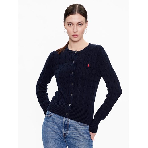 Polo Ralph Lauren Kardigan 211891643002 Granatowy Regular Fit ze sklepu MODIVO w kategorii Swetry damskie - zdjęcie 182672787