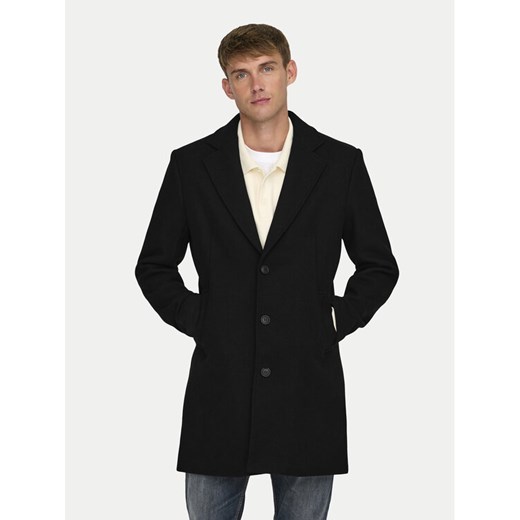 Only & Sons Płaszcz wełniany 22030864 Czarny Regular Fit ze sklepu MODIVO w kategorii Płaszcze męskie - zdjęcie 182672877