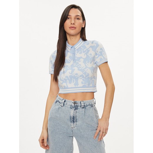 United Colors Of Benetton Polo 1094E300S Niebieski Regular Fit ze sklepu MODIVO w kategorii Bluzki damskie - zdjęcie 182672999