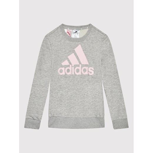 adidas Bluza Essentials HM8706 Szary Regular Fit ze sklepu MODIVO w kategorii Bluzy dziewczęce - zdjęcie 182673108