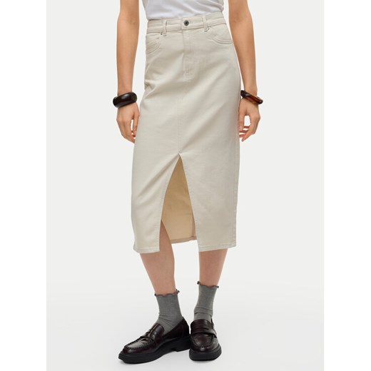 Vero Moda Spódnica jeansowa Veri 10295731 Beżowy Regular Fit ze sklepu MODIVO w kategorii Spódnice - zdjęcie 182673149
