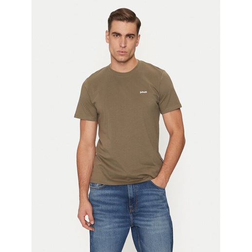 SCHOTT N.Y.C. T-Shirt TSCLAWS1 Khaki Regular Fit ze sklepu MODIVO w kategorii T-shirty męskie - zdjęcie 182673236