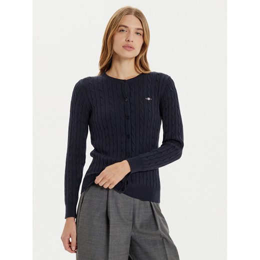 Gant Kardigan 4800103 Granatowy Slim Fit ze sklepu MODIVO w kategorii Swetry damskie - zdjęcie 182673498