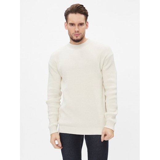 Calvin Klein Jeans Golf Blown Up J30J324507 Écru Regular Fit ze sklepu MODIVO w kategorii Swetry męskie - zdjęcie 182673729