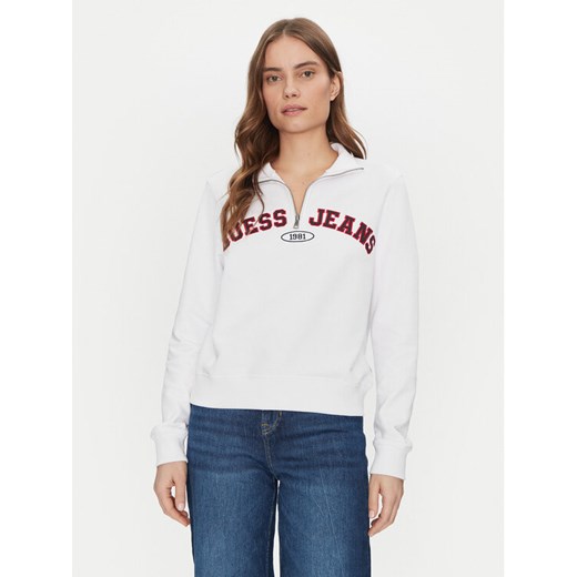 Guess Jeans Bluza W5RQ25 K68I4 Biały Regular Fit ze sklepu MODIVO w kategorii Bluzy damskie - zdjęcie 182673757