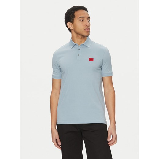 HUGO Polo Dereso232 50490770 Błękitny Slim Fit ze sklepu MODIVO w kategorii T-shirty męskie - zdjęcie 182673847