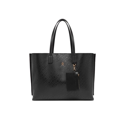 Tommy Hilfiger Torebka Th Distinct Tote Mono AW0AW17195 Czarny ze sklepu MODIVO w kategorii Torby Shopper bag - zdjęcie 182673855