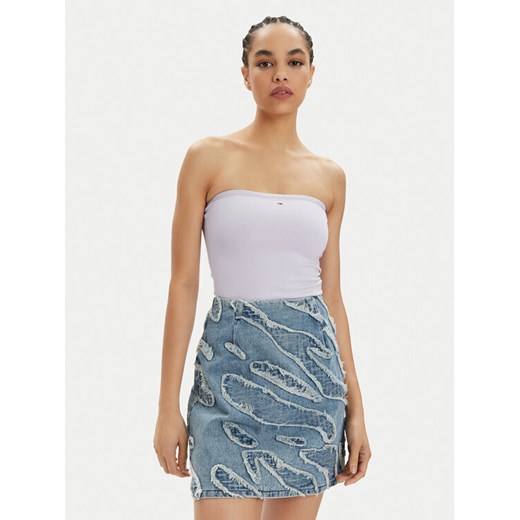 Tommy Jeans Top Essential DW0DW17989 Fioletowy Slim Fit ze sklepu MODIVO w kategorii Bluzki damskie - zdjęcie 182674018