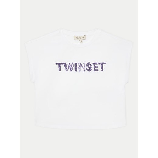 TWINSET T-Shirt 251GJ2537 Biały Regular Fit ze sklepu MODIVO w kategorii Bluzki dziewczęce - zdjęcie 182674146