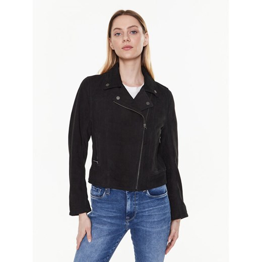 Pepe Jeans Kurtka skórzana Roma PL402145 Czarny Regular Fit ze sklepu MODIVO w kategorii Kurtki damskie - zdjęcie 182674197