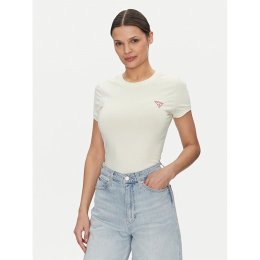 Guess T-Shirt W2YI44 J1314 Żółty Slim Fit ze sklepu MODIVO w kategorii Bluzki damskie - zdjęcie 182674359