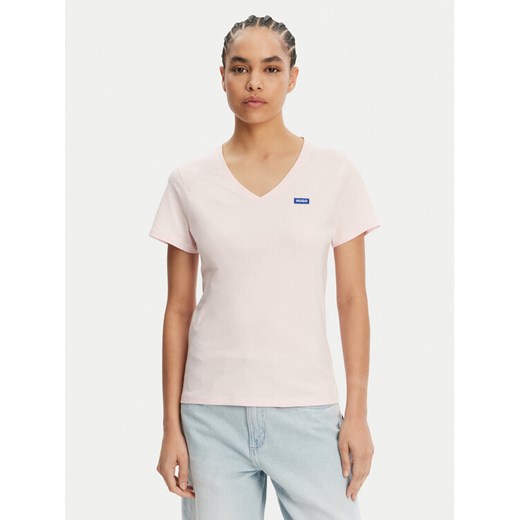 HUGO T-Shirt Classic 50513667 Różowy Slim Fit ze sklepu MODIVO w kategorii Bluzki damskie - zdjęcie 182674465