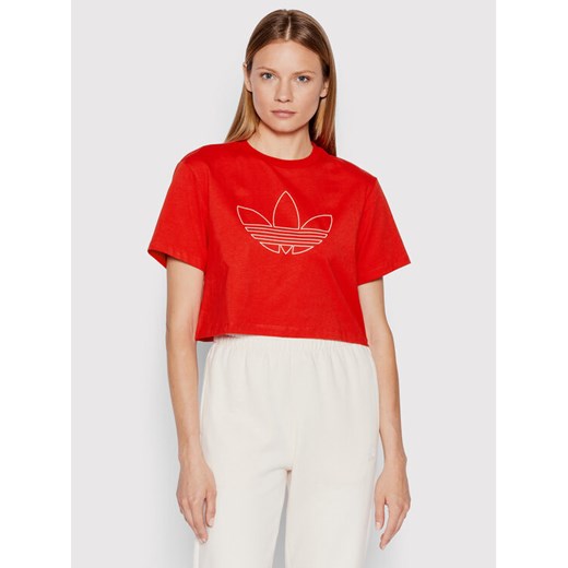 adidas T-Shirt HK5175 Czerwony Loose Fit ze sklepu MODIVO w kategorii Bluzki damskie - zdjęcie 182674485