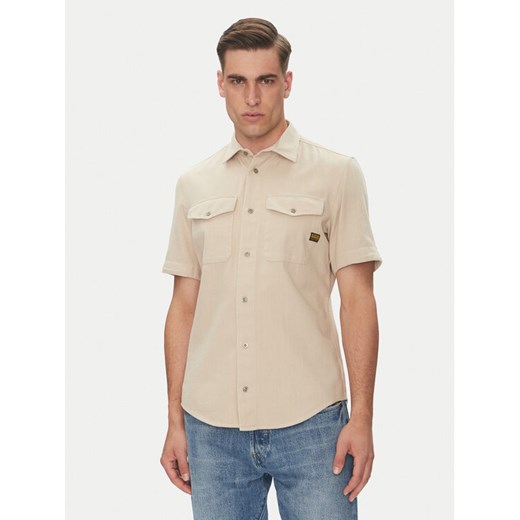 G-Star Raw Koszula Marine D19751-D454 Beżowy Slim Fit ze sklepu MODIVO w kategorii Koszule męskie - zdjęcie 182674489