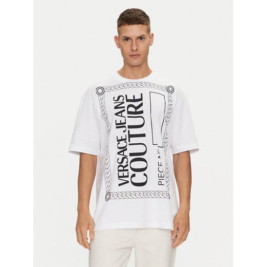 Versace Jeans Couture T-Shirt 76GAHE04 Biały Regular Fit ze sklepu MODIVO w kategorii T-shirty męskie - zdjęcie 182674596