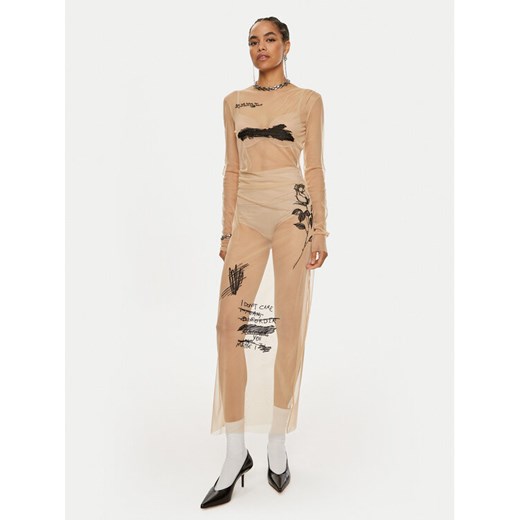 Patrizia Pepe Sukienka koktajlowa 8A1389 J223-B806 Beżowy Slim Fit ze sklepu MODIVO w kategorii Sukienki - zdjęcie 182674728