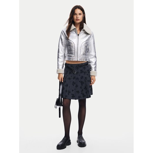 Desigual Kurtka z imitacji skóry Londres 24WWEW32 Srebrny Regular Fit ze sklepu MODIVO w kategorii Kurtki damskie - zdjęcie 182674777