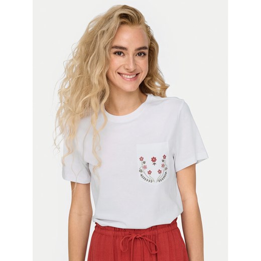 ONLY T-Shirt Polly 15317989 Biały Regular Fit ze sklepu MODIVO w kategorii Bluzki damskie - zdjęcie 182675215