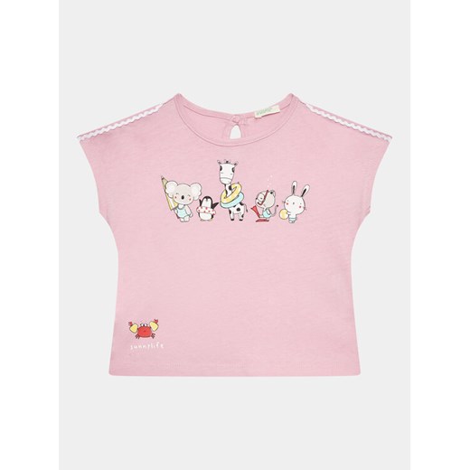 United Colors Of Benetton T-Shirt 3I1XA102W Różowy Regular Fit ze sklepu MODIVO w kategorii Koszulki niemowlęce - zdjęcie 182675217
