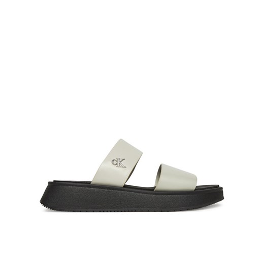 Calvin Klein Jeans Klapki Sandal Slide Double Strap YW0YW01694 Biały ze sklepu MODIVO w kategorii Klapki damskie - zdjęcie 182675307