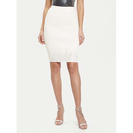 Guess Spódnica mini W5RD83 Z2Y50 Écru Slim Fit ze sklepu MODIVO w kategorii Spódnice - zdjęcie 182675369