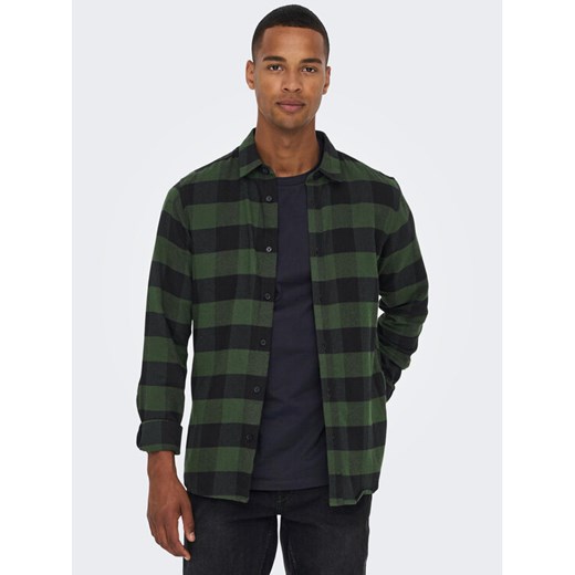 Only & Sons Koszula Gudmund 22007112 Zielony Slim Fit ze sklepu MODIVO w kategorii Koszule męskie - zdjęcie 182675465