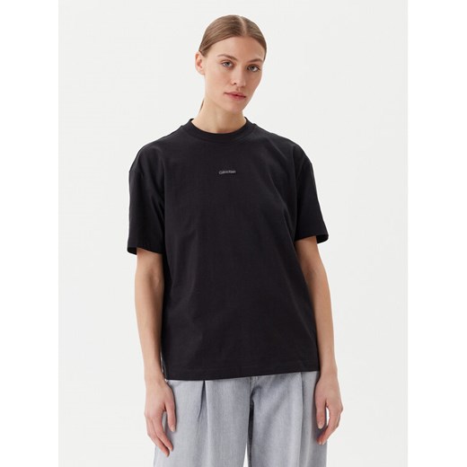 Calvin Klein Jeans T-Shirt Placed Institutional J20J225539 Czarny Relaxed Fit ze sklepu MODIVO w kategorii Bluzki damskie - zdjęcie 182675497