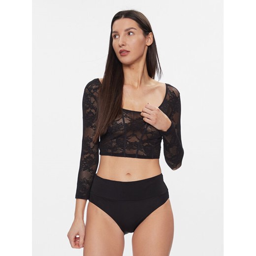 Triumph Bluzka Smart Deco Crop Top 10215947 Czarny Slim Fit ze sklepu MODIVO w kategorii Bluzki damskie - zdjęcie 182675627