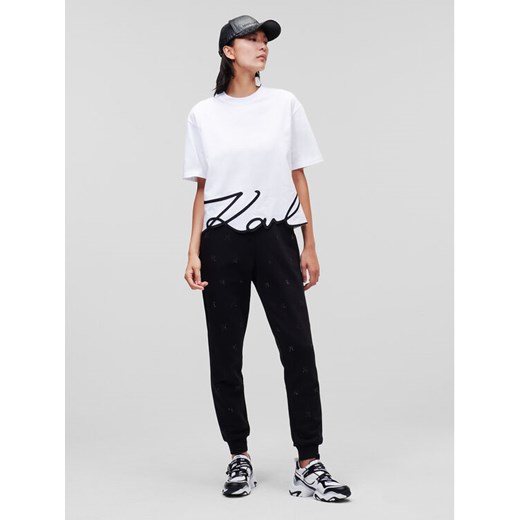 KARL LAGERFELD T-Shirt Signature Hem 226W1703 Biały Relaxed Fit Karl Lagerfeld S MODIVO