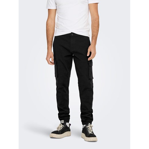 Only & Sons Spodnie materiałowe 22016687 Czarny Tapered Fit ze sklepu MODIVO w kategorii Spodnie męskie - zdjęcie 182675838