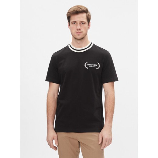 Tommy Hilfiger T-Shirt Laurel Tipped Tee MW0MW33681 Czarny Regular Fit ze sklepu MODIVO w kategorii T-shirty męskie - zdjęcie 182676038