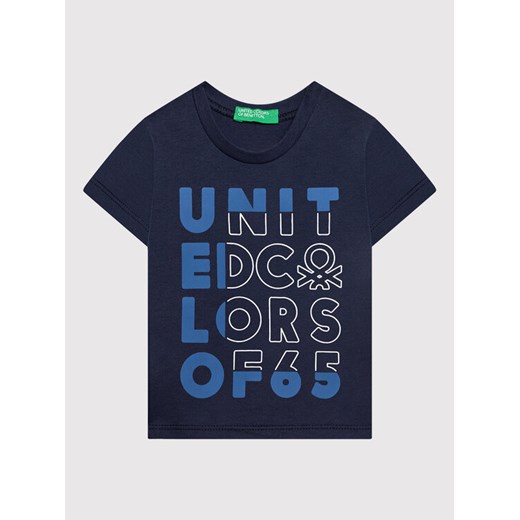 United Colors Of Benetton T-Shirt 3I1XG100G Granatowy Regular Fit ze sklepu MODIVO w kategorii Koszulki niemowlęce - zdjęcie 182677158