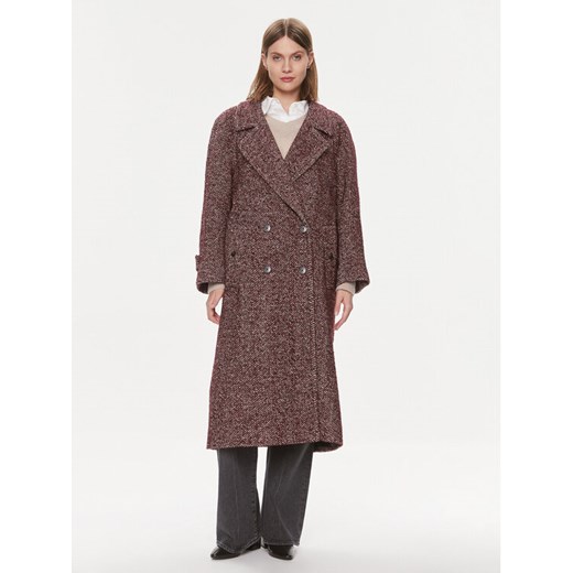 MVP Wardrobe Płaszcz wełniany Spiga Over MVPI3CP018.0PN0052 Bordowy Over Fit ze sklepu MODIVO w kategorii Płaszcze damskie - zdjęcie 182677309