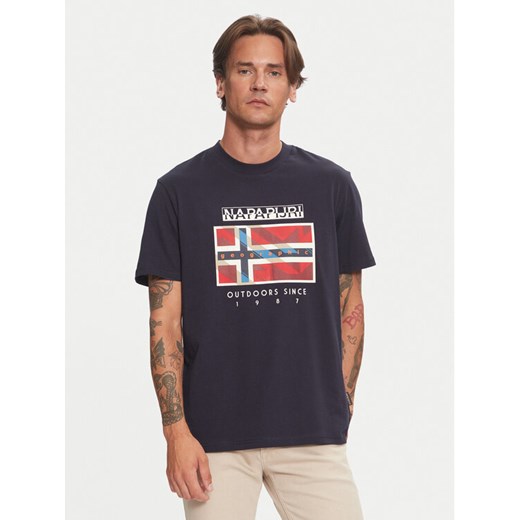 Napapijri T-Shirt S-Dorees NP0A4IBE Granatowy Regular Fit ze sklepu MODIVO w kategorii T-shirty męskie - zdjęcie 182677456