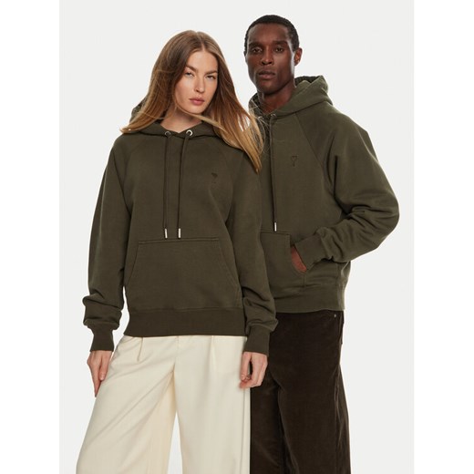 AMI PARIS Bluza USW240 JE0091 Khaki Regular Fit ze sklepu MODIVO w kategorii Bluzy męskie - zdjęcie 182677645