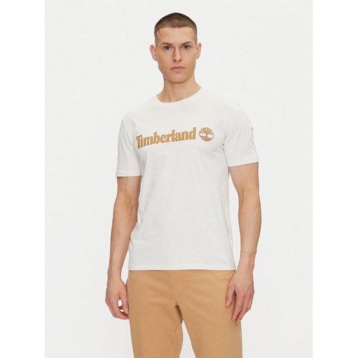 Timberland T-Shirt TB0A5UPQ Écru Regular Fit ze sklepu MODIVO w kategorii T-shirty męskie - zdjęcie 182678289