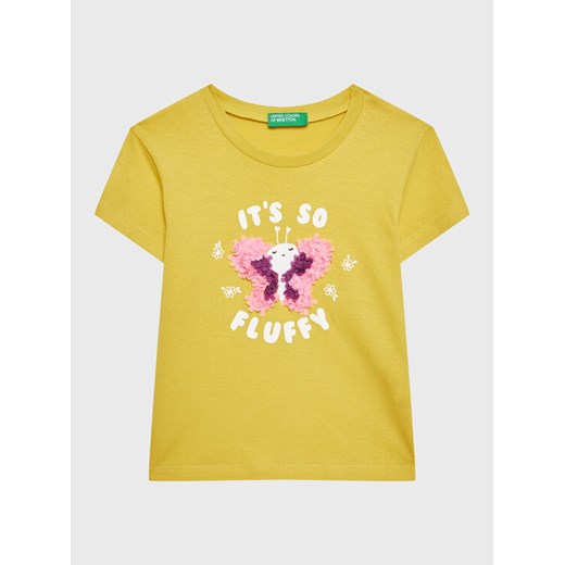 United Colors Of Benetton T-Shirt 3096G107O Żółty Regular Fit ze sklepu MODIVO w kategorii Bluzki dziewczęce - zdjęcie 182678328