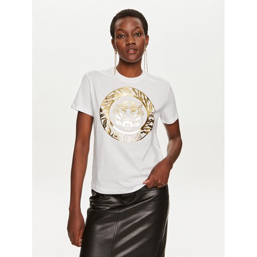 Just Cavalli T-Shirt 76PAHG12 Biały Regular Fit ze sklepu MODIVO w kategorii Bluzki damskie - zdjęcie 182678787
