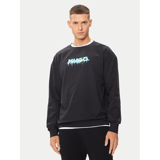 Hugo Bluza Logo 50514930 Czarny Regular Fit ze sklepu MODIVO w kategorii Bluzy męskie - zdjęcie 182679029