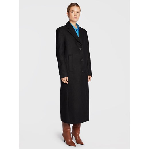 Remain Płaszcz wełniany Boyle Coat RM1487 Czarny Boxy Fit ze sklepu MODIVO w kategorii Płaszcze damskie - zdjęcie 182679059