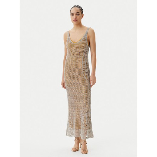 PINKO Sukienka dzianinowa Viggiano Abito 104889 A2FB Beżowy Slim Fit ze sklepu MODIVO w kategorii Sukienki - zdjęcie 182679396
