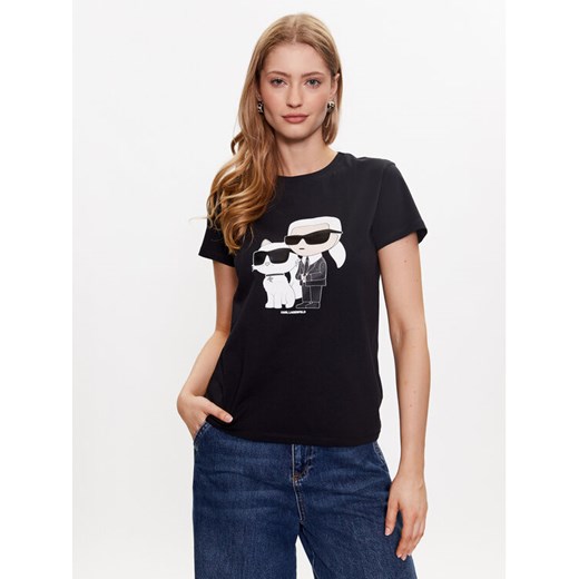 KARL LAGERFELD T-Shirt Ikonik 2.0 230W1704 Czarny Regular Fit ze sklepu MODIVO w kategorii Bluzki damskie - zdjęcie 182679468