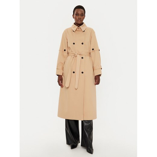 HUGO Trencz 50529938 Beżowy Regular Fit ze sklepu MODIVO w kategorii Płaszcze damskie - zdjęcie 182679799
