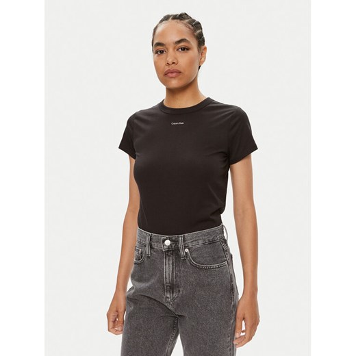 Calvin Klein T-Shirt Nano Logo K20K207212 Czarny Slim Fit ze sklepu MODIVO w kategorii Bluzki damskie - zdjęcie 182679837