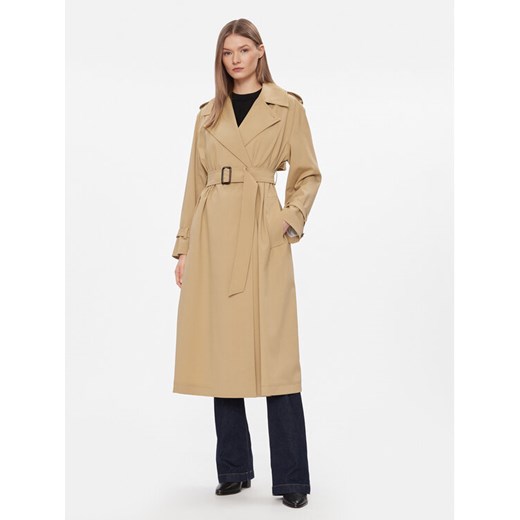 Weekend Max Mara Płaszcz wełniany Giostra 2415021051 Beżowy Regular Fit ze sklepu MODIVO w kategorii Płaszcze damskie - zdjęcie 182679856