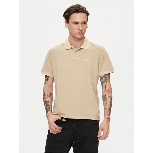 Pepe Jeans Polo New Oliver Gd PM542099 Beżowy Regular Fit ze sklepu MODIVO w kategorii T-shirty męskie - zdjęcie 182679927