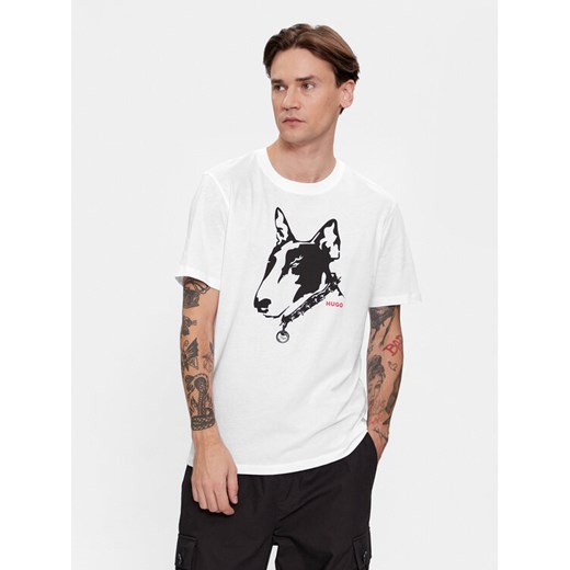 Hugo T-Shirt Dammock 50504916 Biały Regular Fit ze sklepu MODIVO w kategorii T-shirty męskie - zdjęcie 182679967